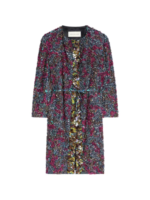 Dries Van Noten Embroidered Coat in Blue