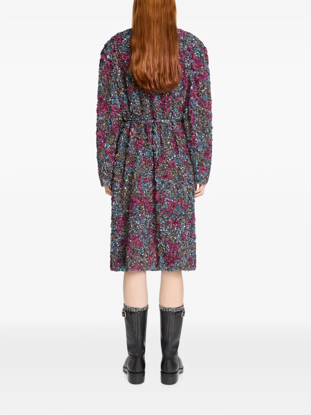 DRIES VAN NOTEN Embroidered Coat in Blue, view 4