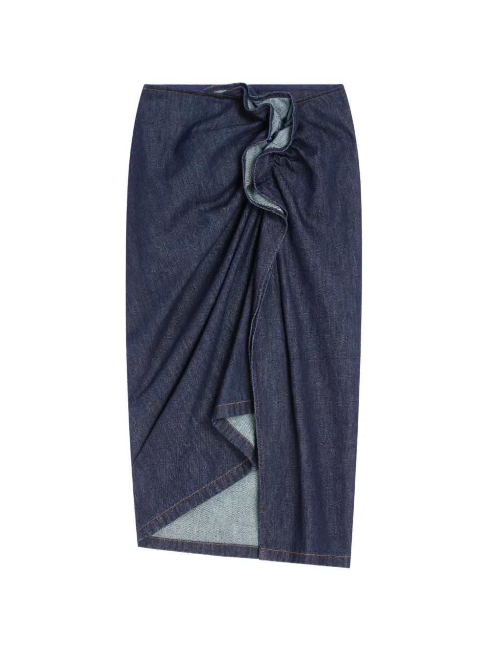 DRIES VAN NOTEN jupe en jean à design drapé - Bleu