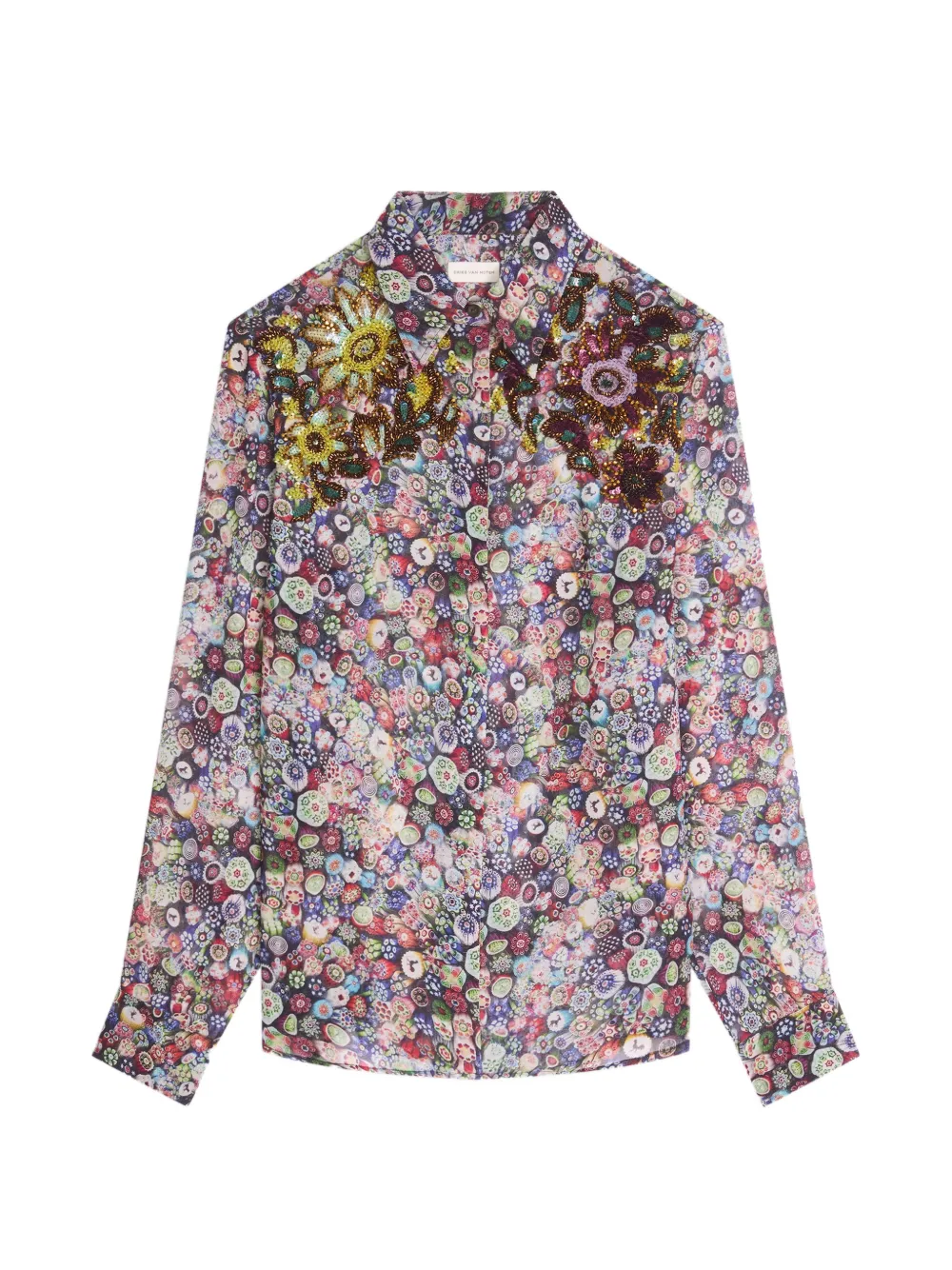 DRIES VAN NOTEN embroidered viscose shirt - Blue