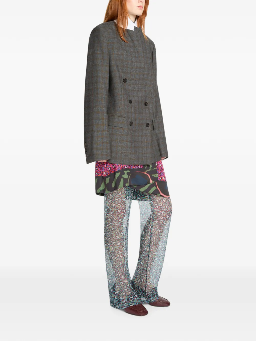 DRIES VAN NOTEN Double-breasted Wool Blazer in Grey, view 3
