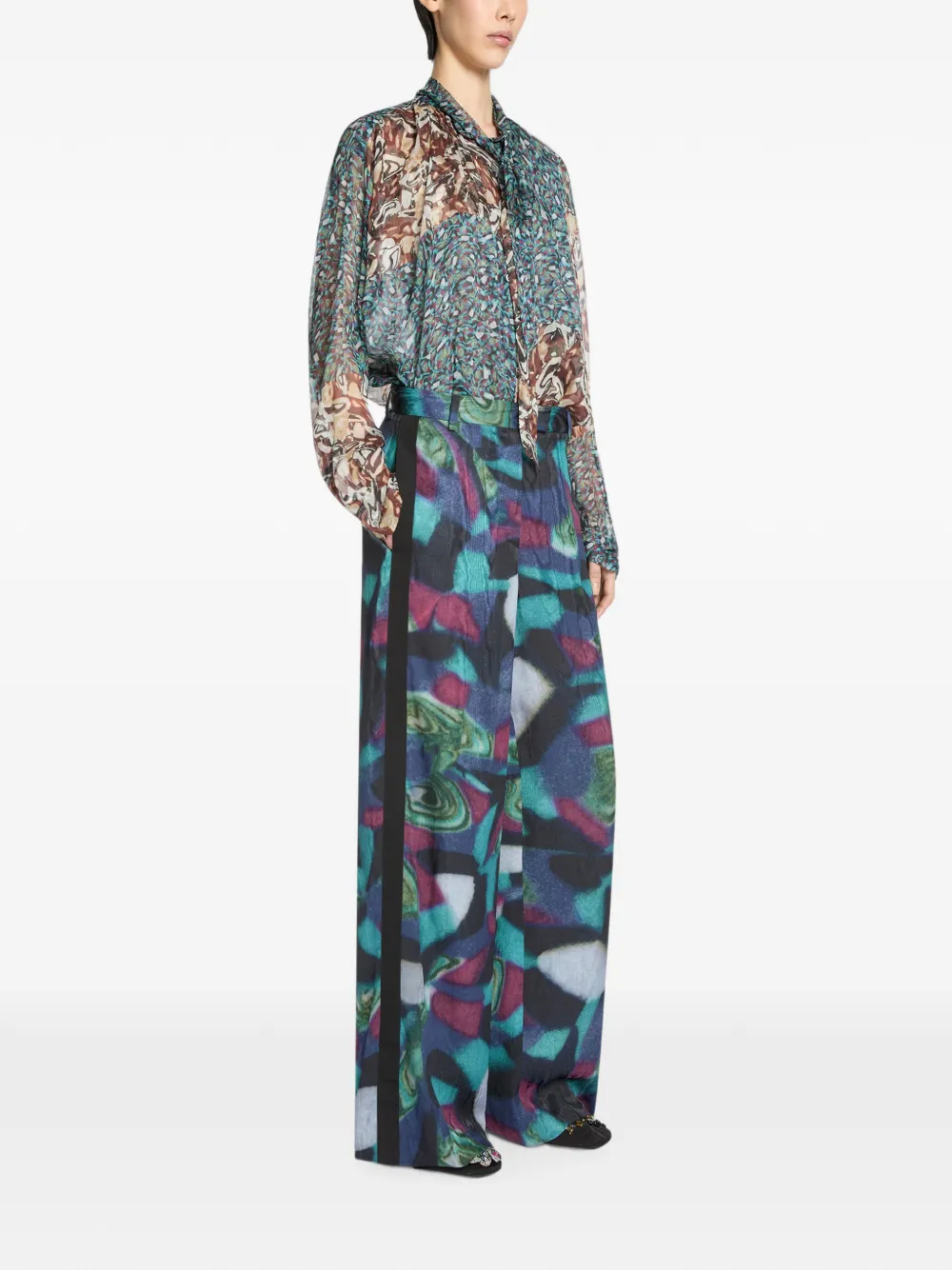 DRIES VAN NOTEN Broek met wijde pijpen Blauw