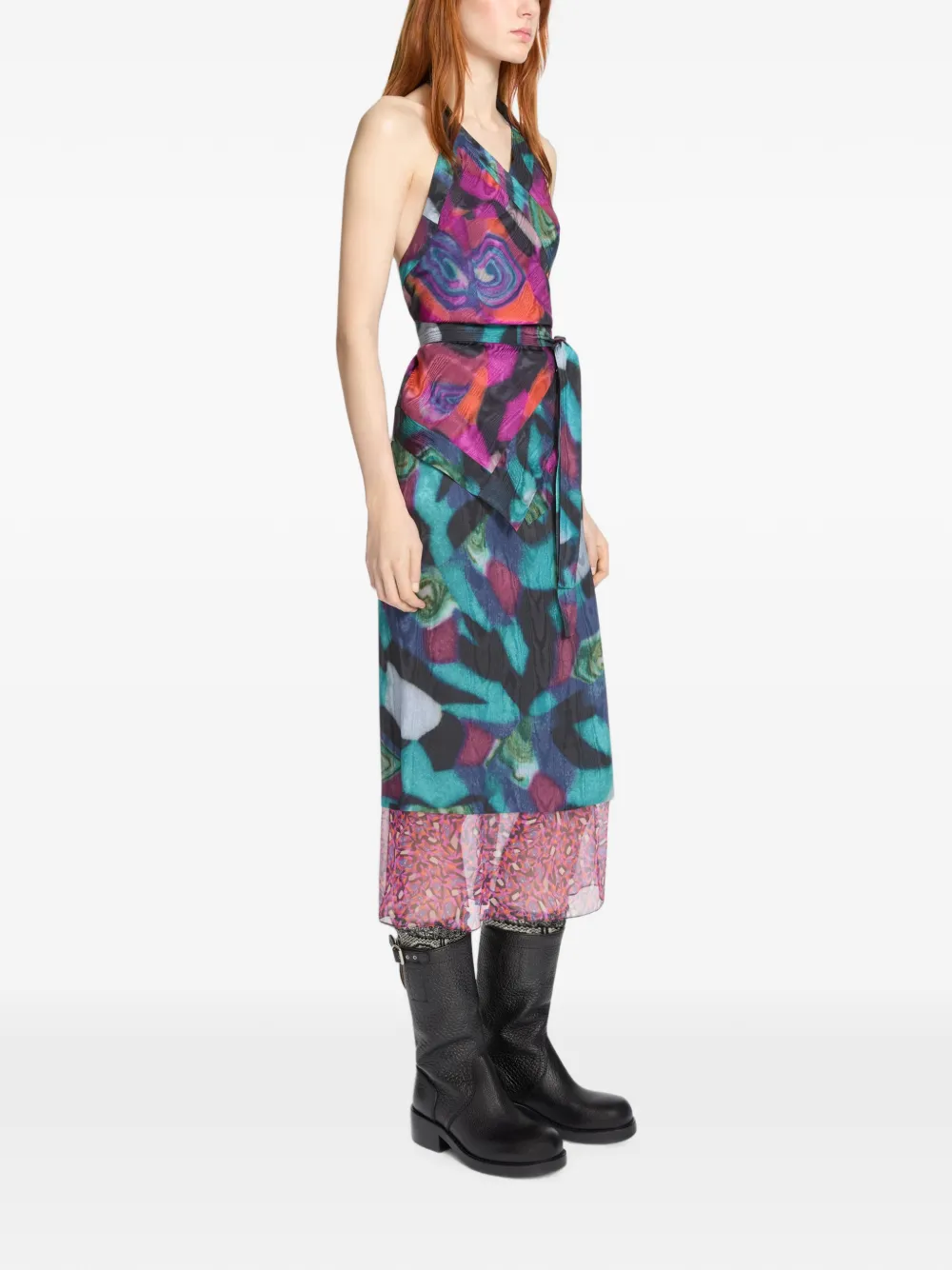 DRIES VAN NOTEN Moiré haltertop Zwart