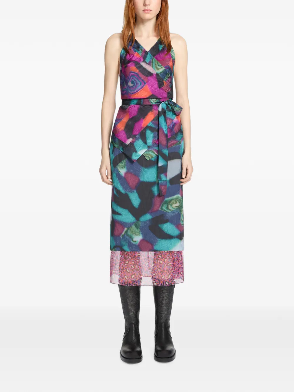 DRIES VAN NOTEN Moiré haltertop Zwart