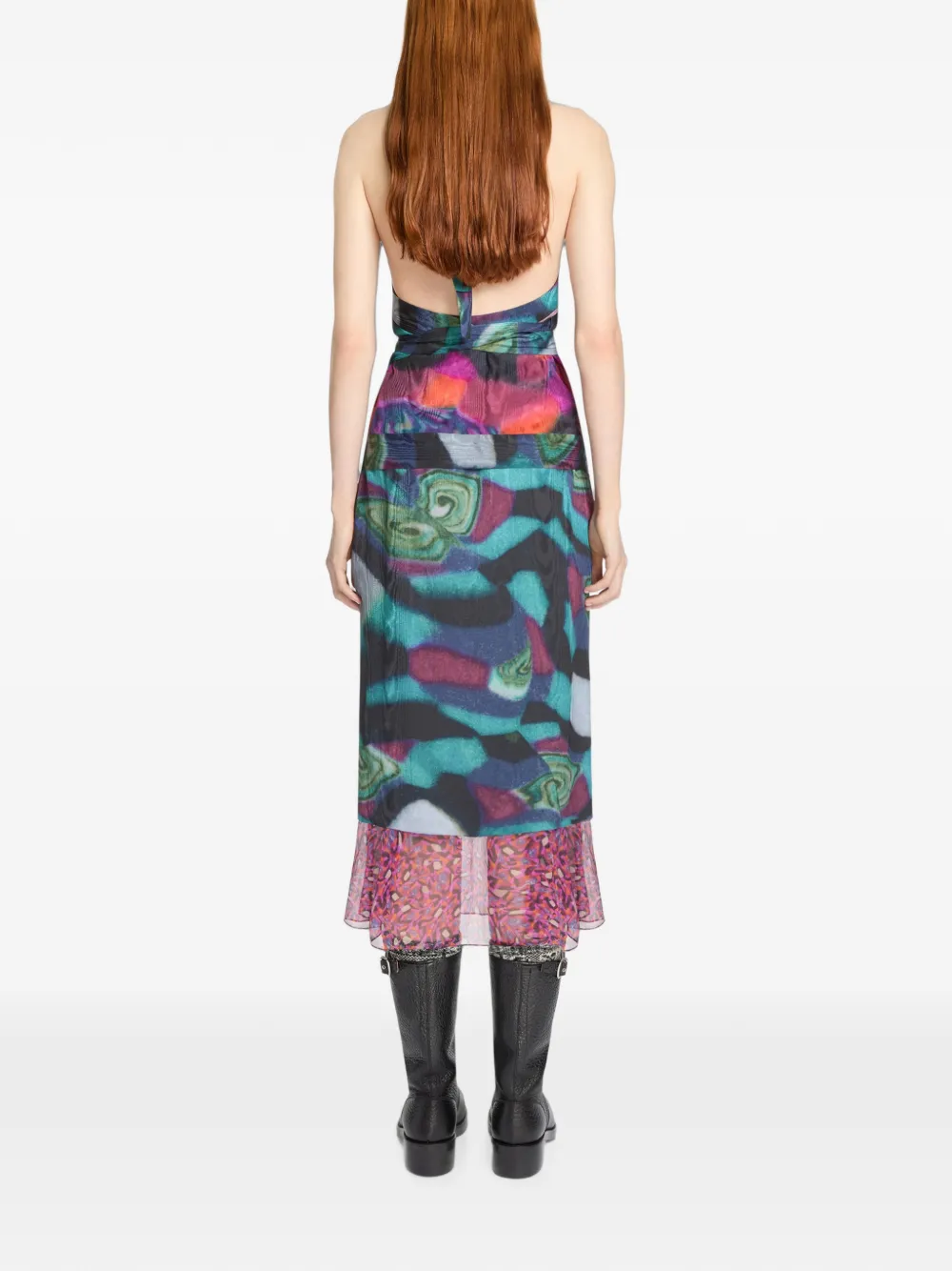 DRIES VAN NOTEN Moiré haltertop Zwart