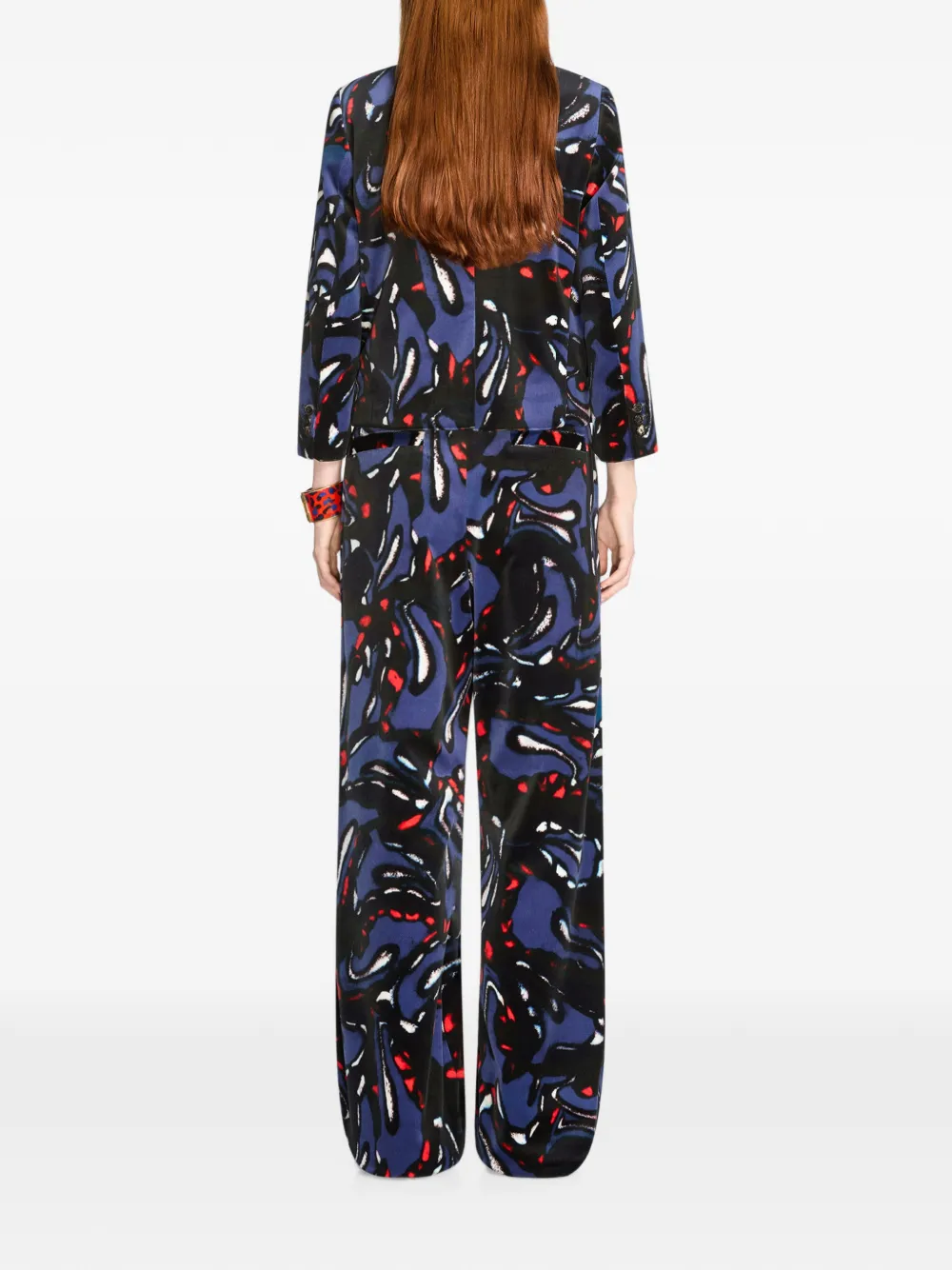 DRIES VAN NOTEN Cropped Velvet Blazer in Blue, view 4