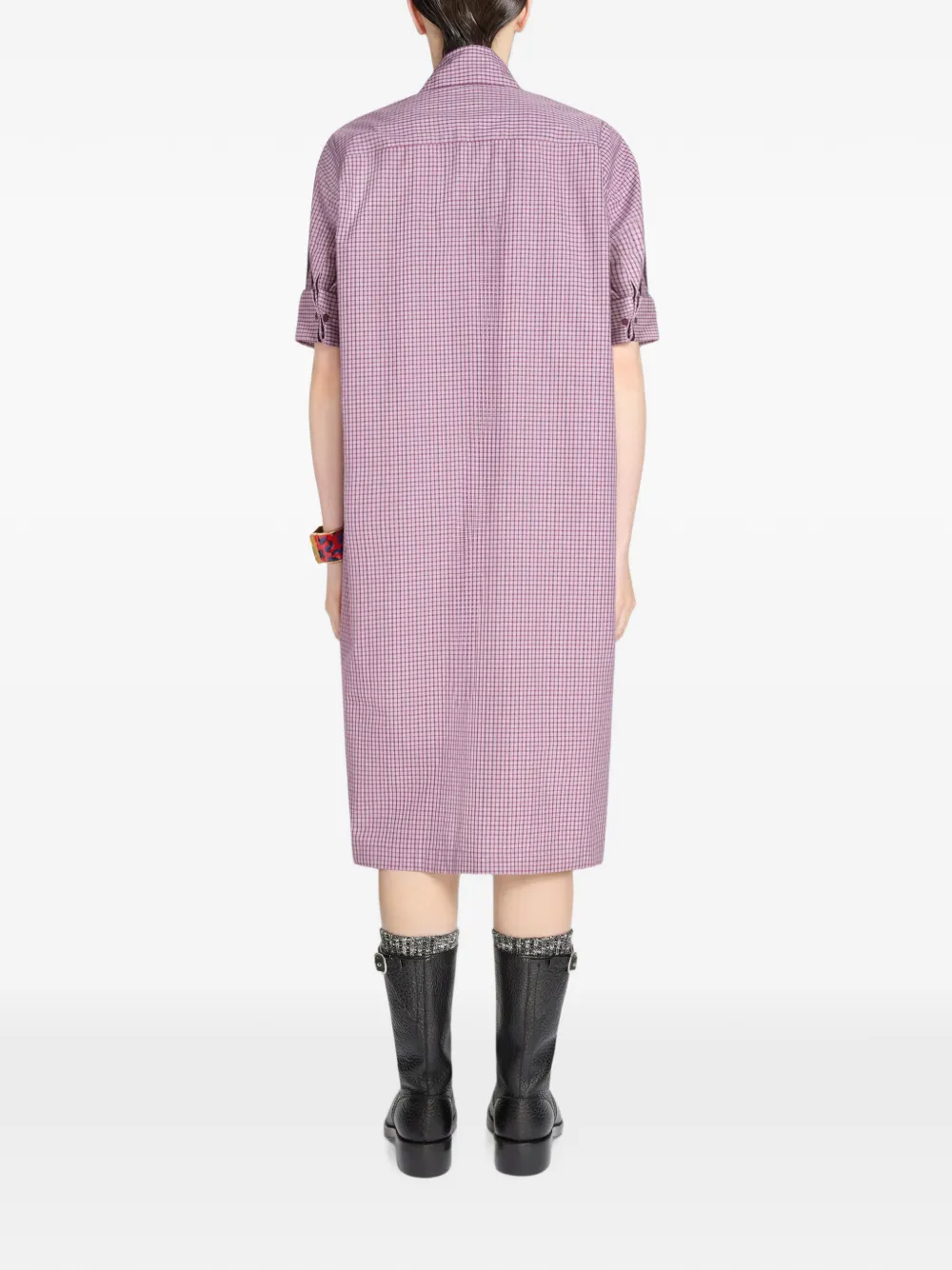 DRIES VAN NOTEN Cotton Shirt Dress in Purple, view 4