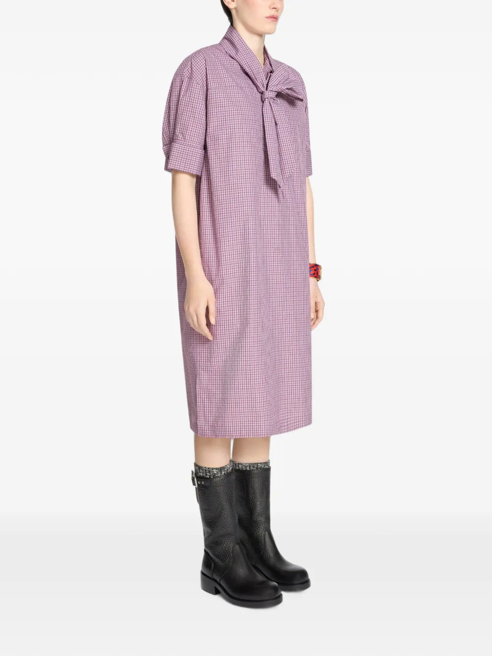 DRIES VAN NOTEN Cotton Shirt Dress in Purple, view 3