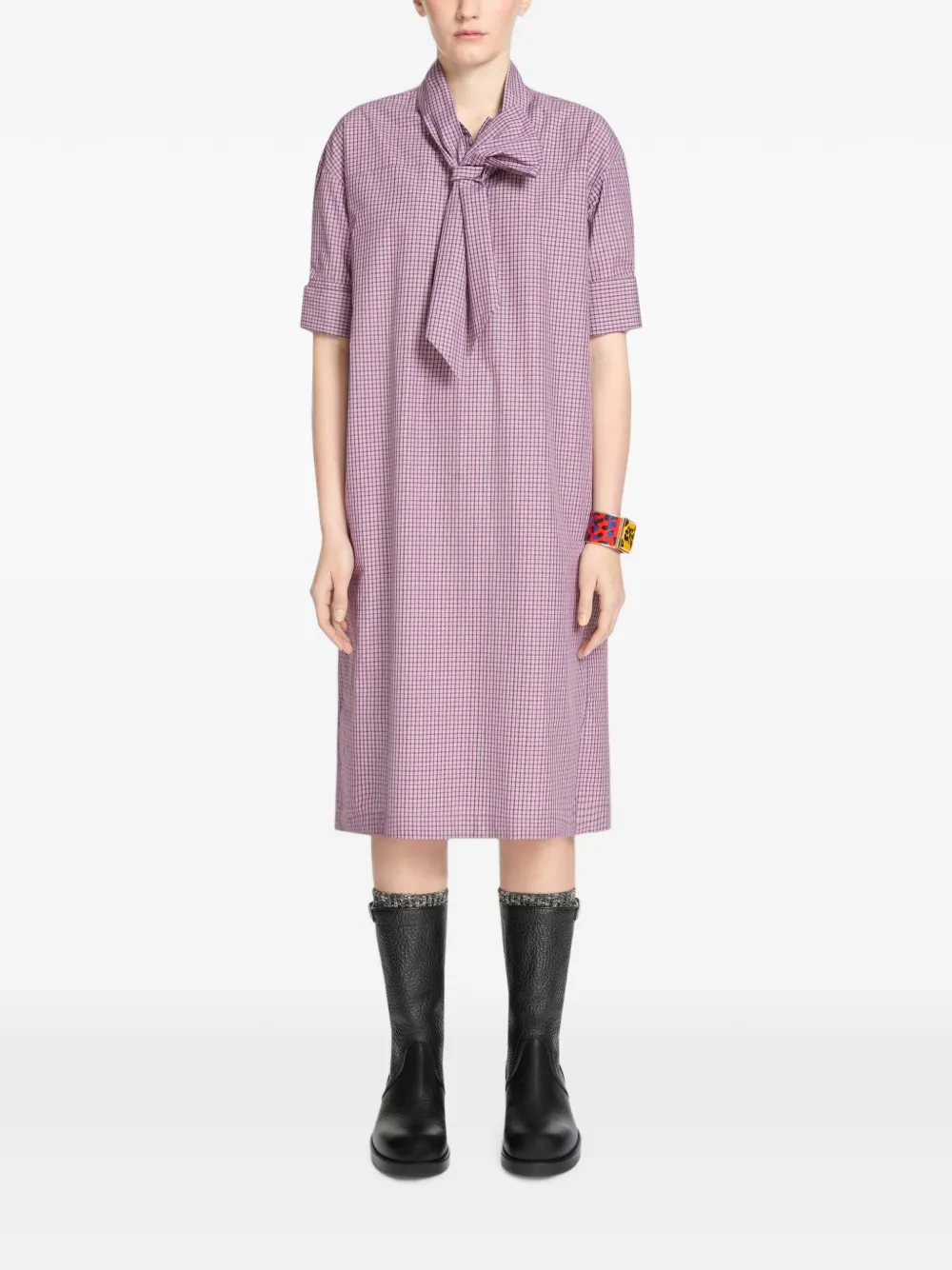 DRIES VAN NOTEN Cotton Shirt Dress in Purple, view 2