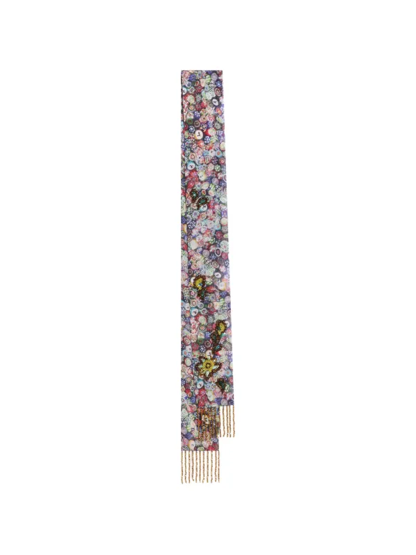 Dries Van Noten Embroidered Viscose Scarf in Blue