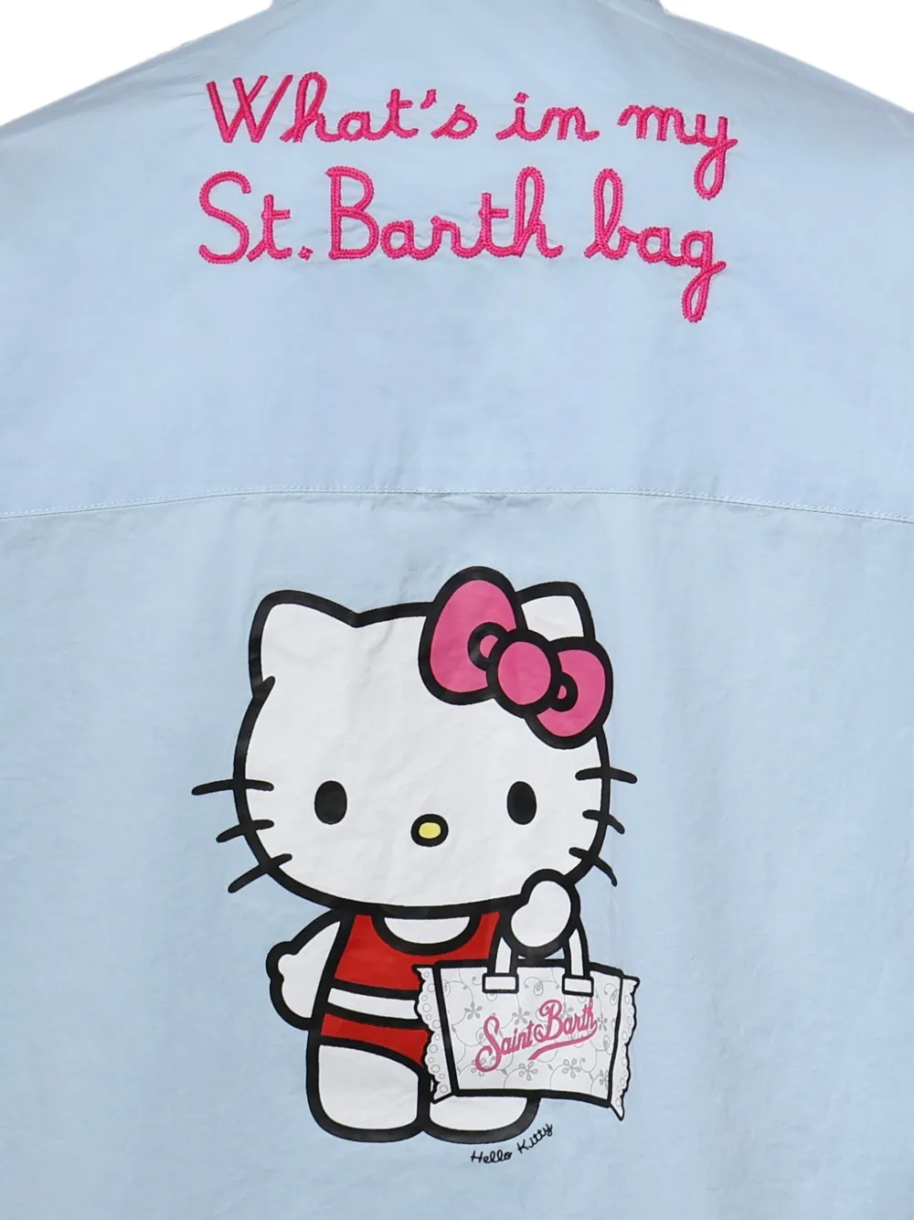 MC2 Saint Barth Brigitte popeline Hello Kitty overhemd met borduurwerk Blauw