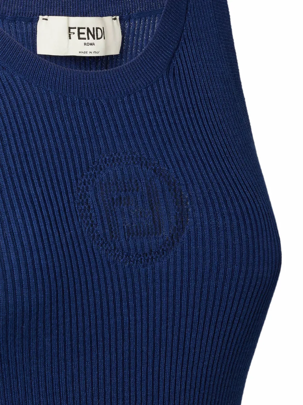 FENDI Ribgebreide top met FF-patroon Blauw