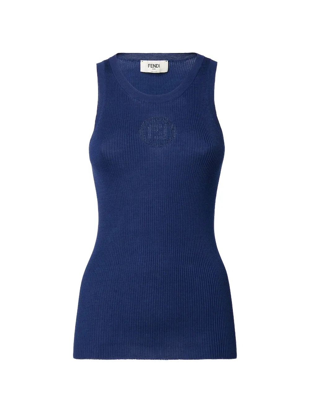 FENDI ribbed-knit FF-motif top - Blu