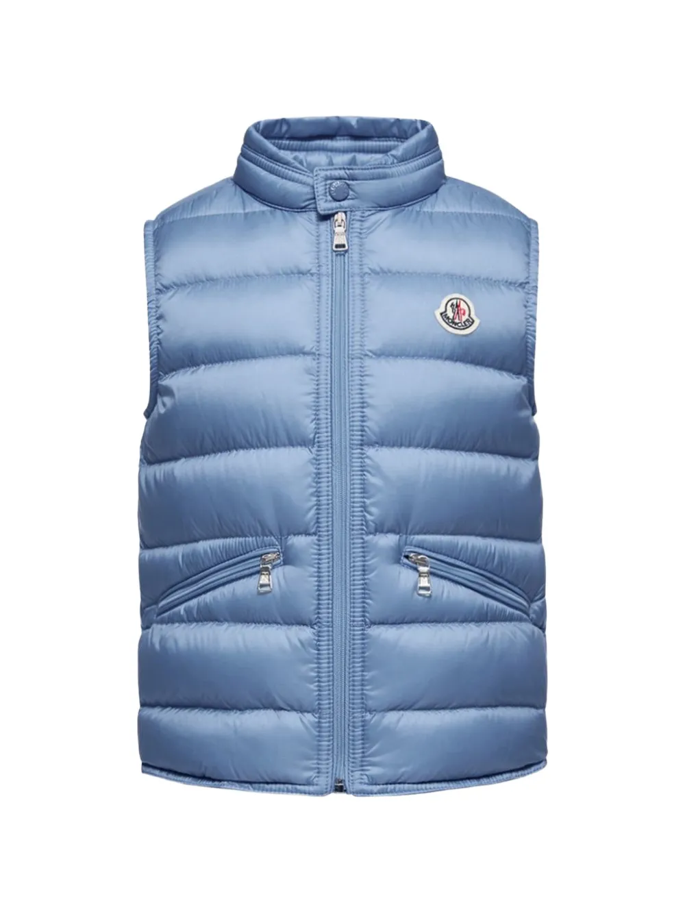 Moncler Enfant gilet matelassé à patch logo - Bleu