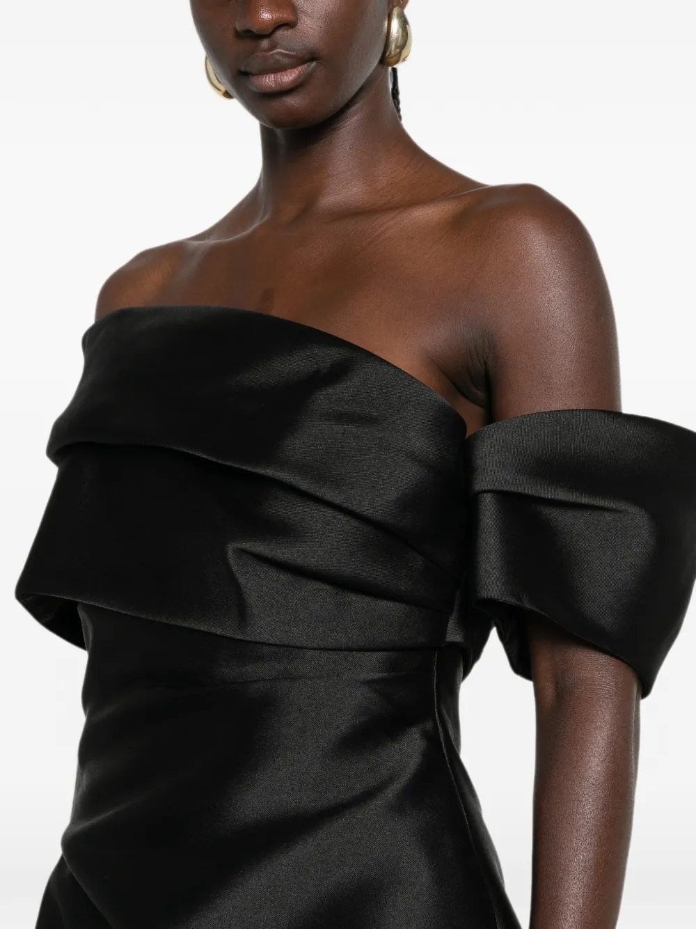 Solace London Lucine off-shoulder maxi-jurk met gedrapeerd detail Zwart