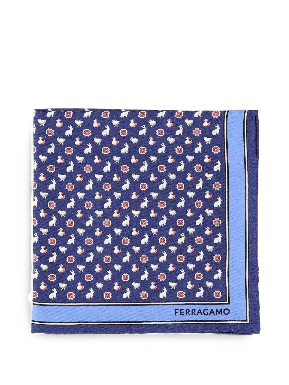 Ferragamo Primavera silk pocket square - Blu