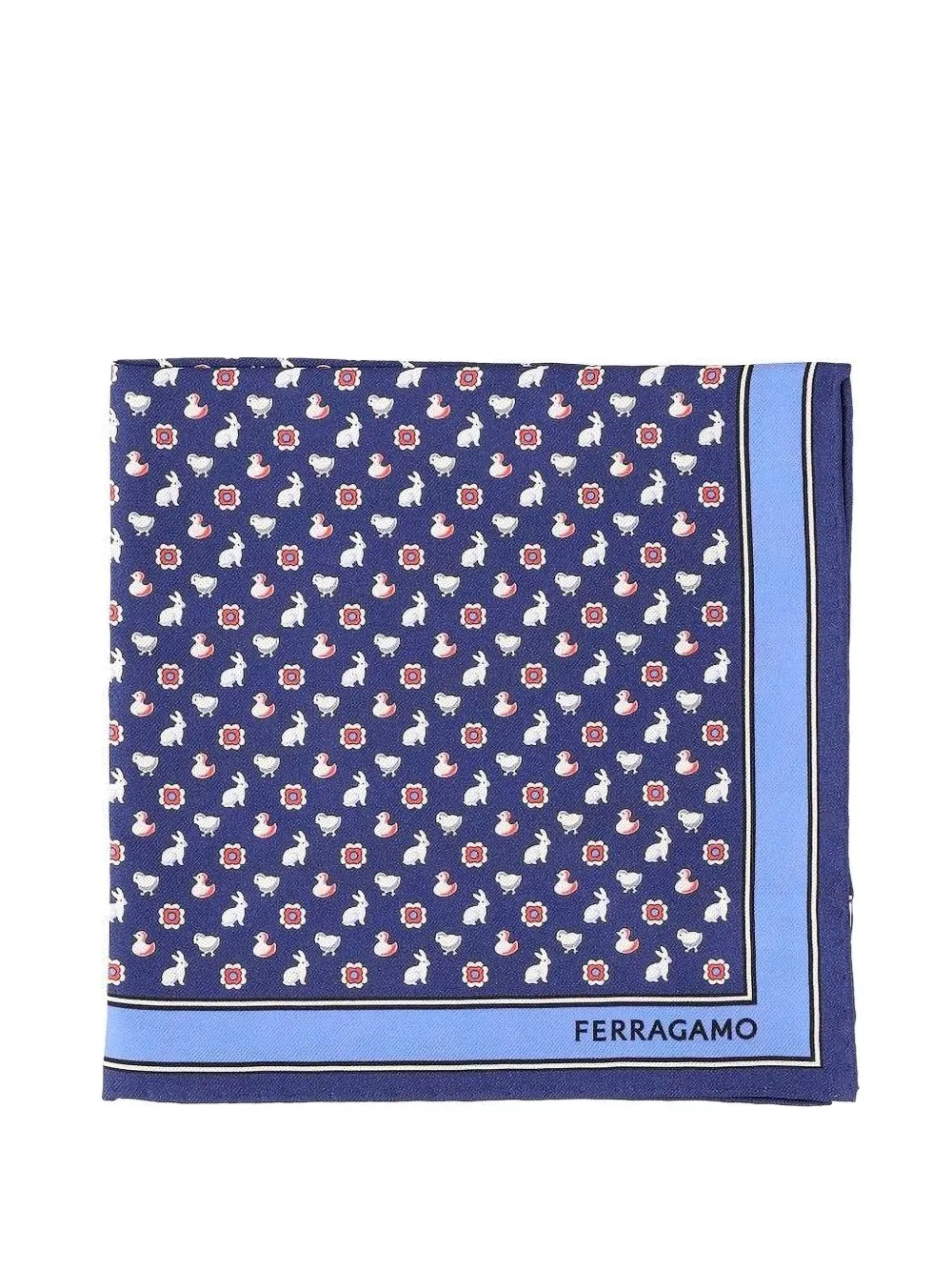 Ferragamo Primavera silk pocket square - Blu