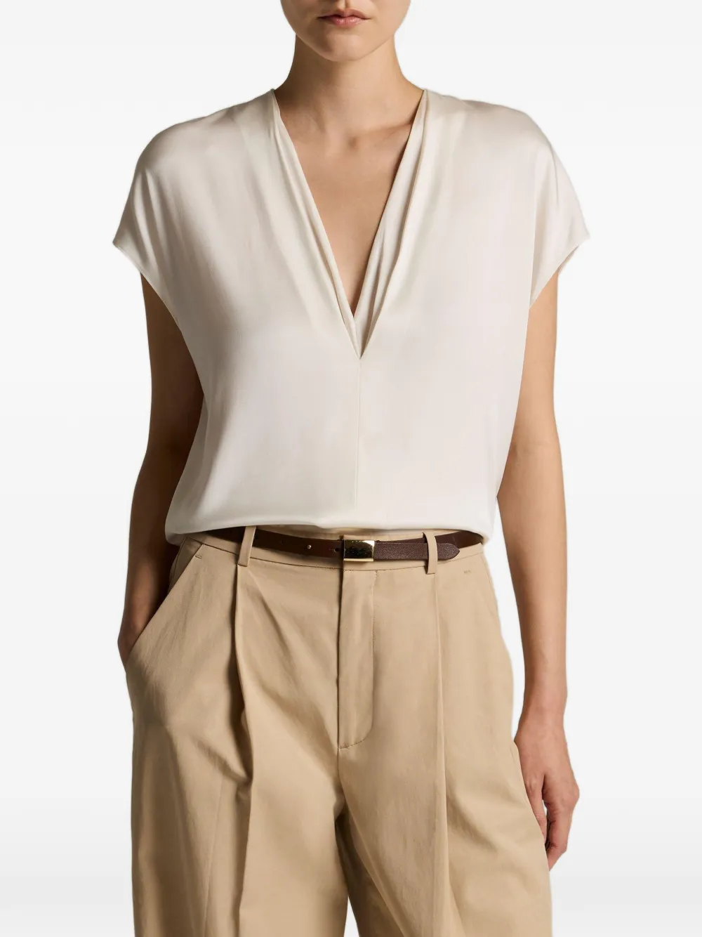 Vince V-neck cap-sleeve top - Toni neutri
