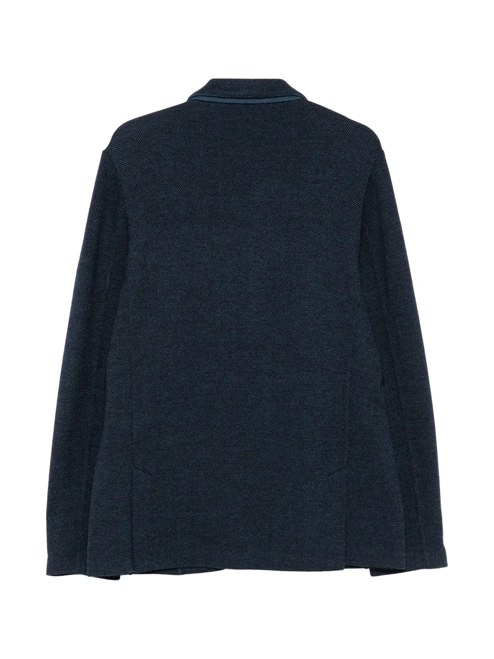 Gran Sasso Wollen blazer met enkele rij knopen en visgraat-patroon Blauw