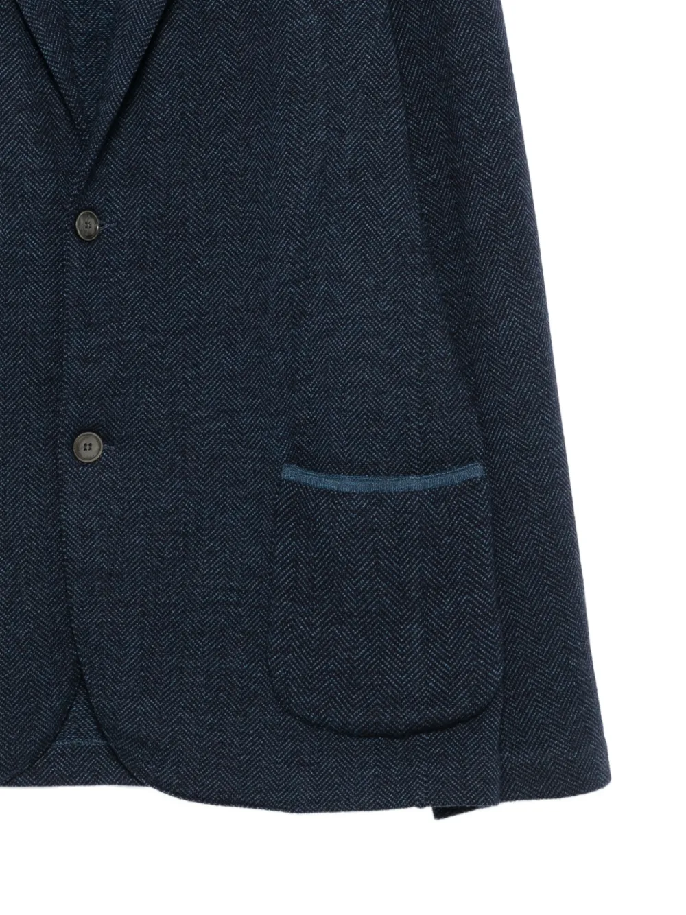 Gran Sasso Wollen blazer met enkele rij knopen en visgraat-patroon Blauw
