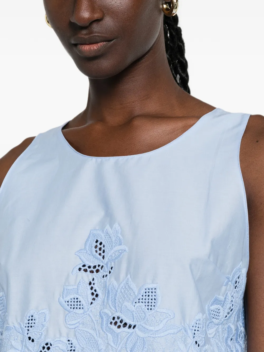 Ermanno Scervino Broderie anglaise cropped top Blauw