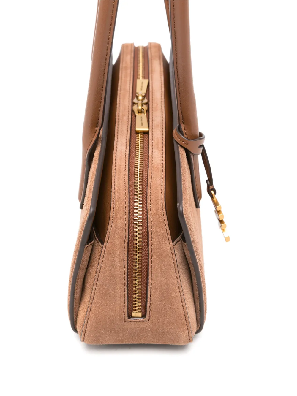 Michael Kors Kleine Laila suède schoudertas met logoplakkaat Bruin