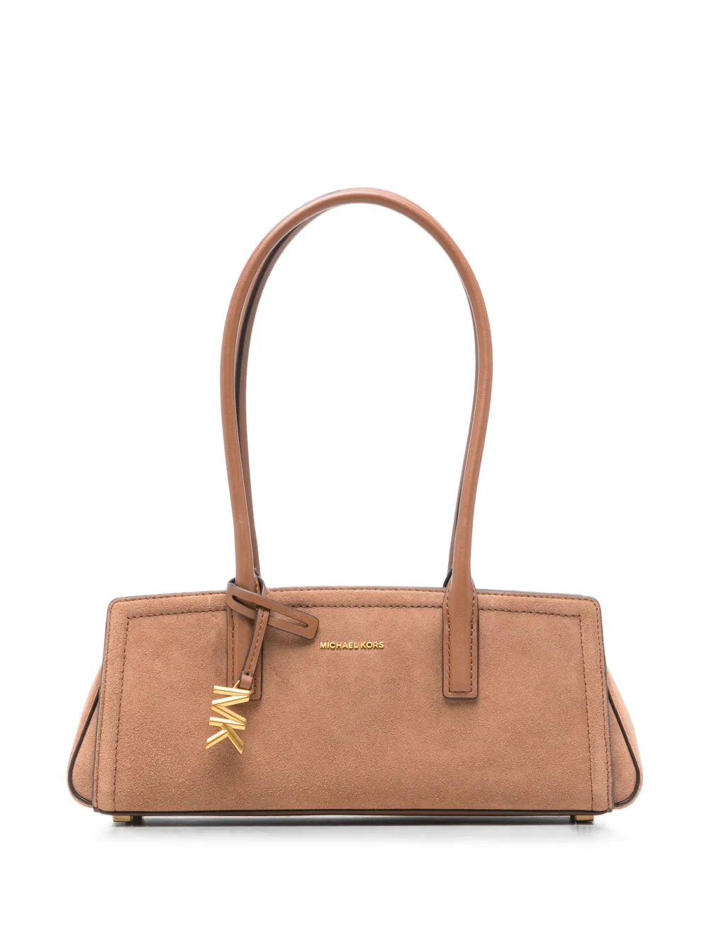 Michael Kors small Laila logo-plaque suede shoulder bag - Marrone