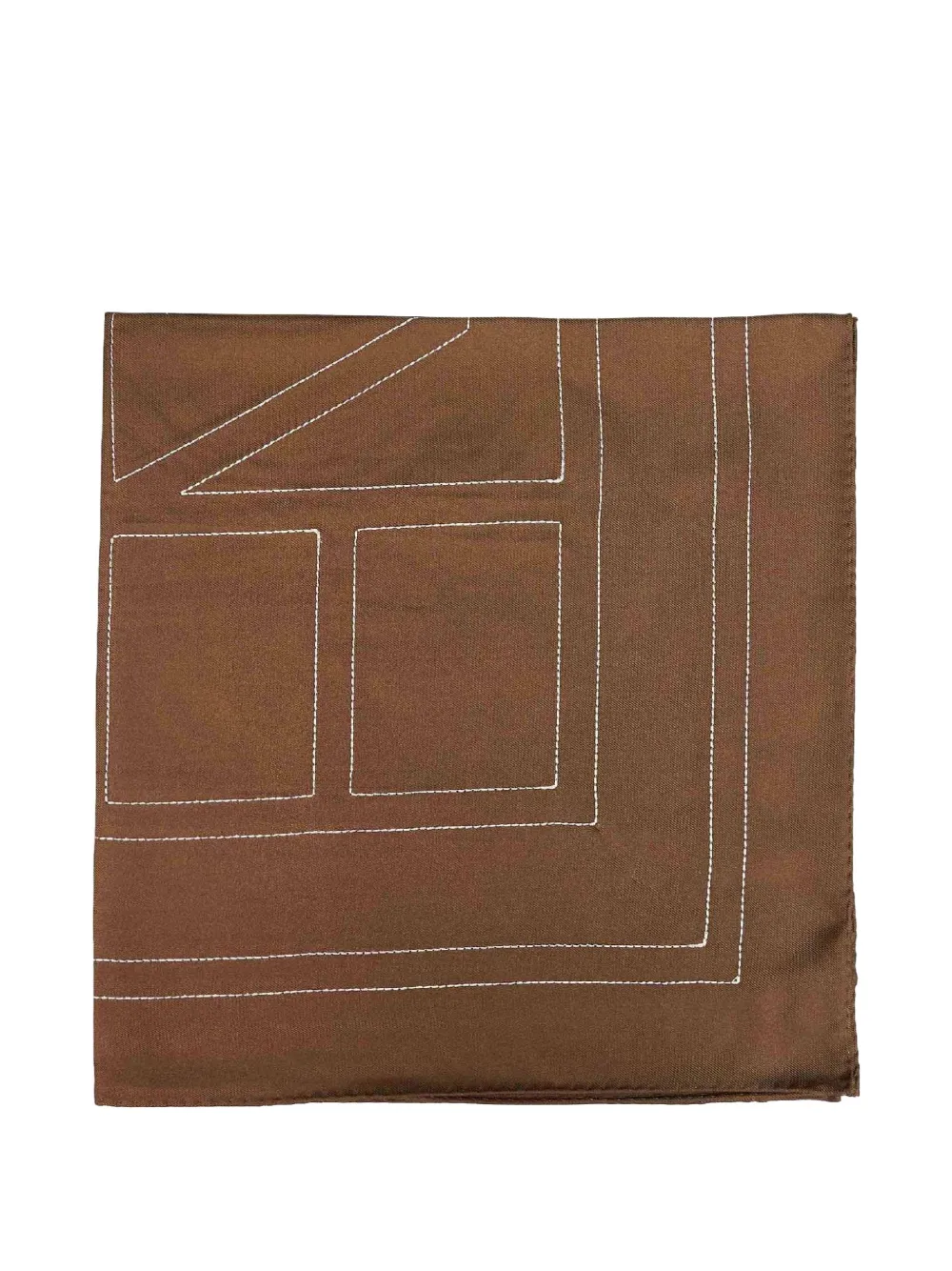TOTEME Zijden sjaal met geborduurd monogram Bruin