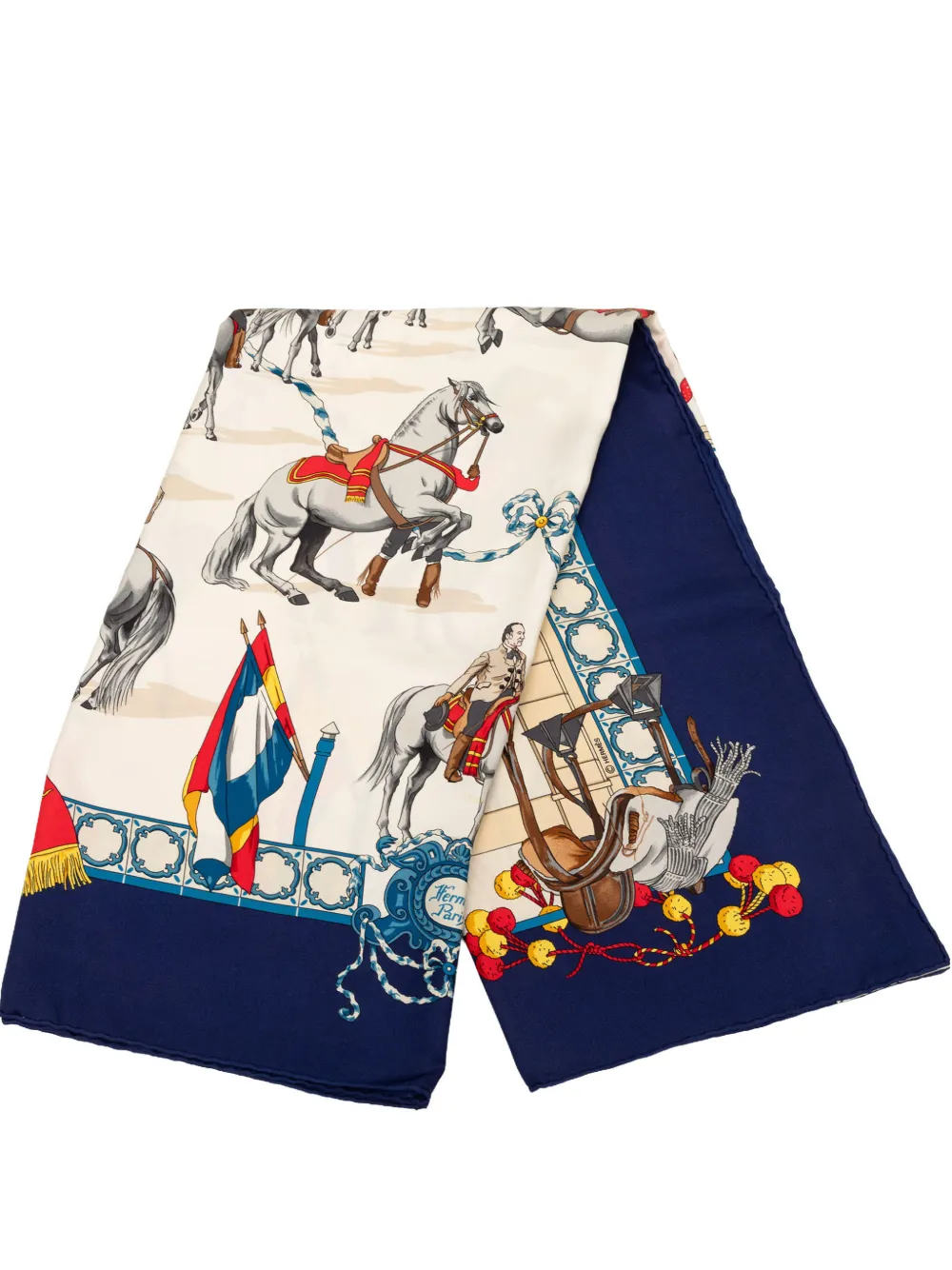 Hermès Pre-Owned 2000-2026 Real Escuela Andaluza Del Arte Ecuestre Silk Scarf 90 scarves - Bianco