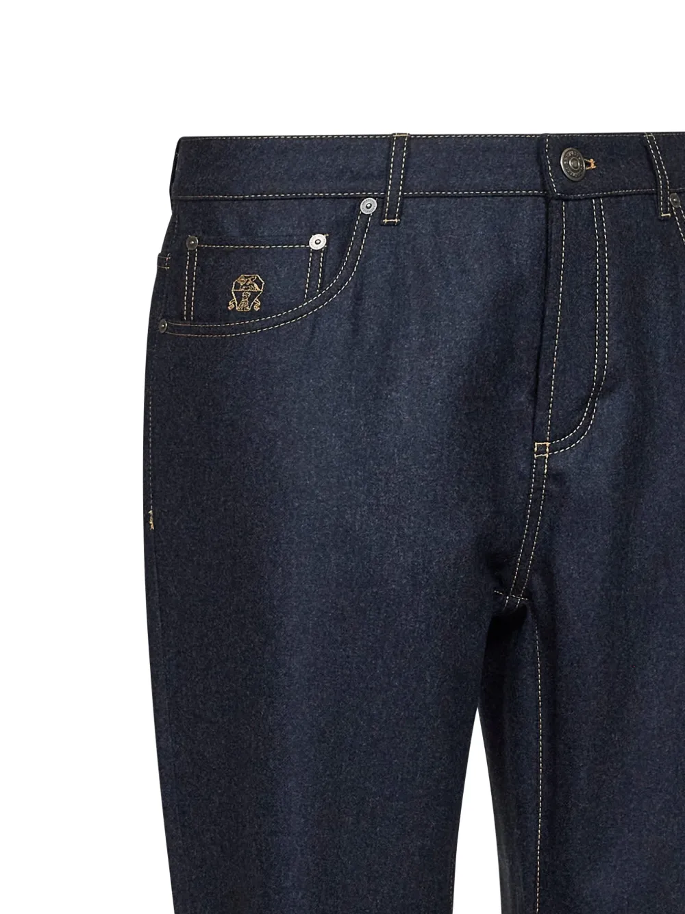 Brunello Cucinelli Solomeo broek met borduurwerk Blauw