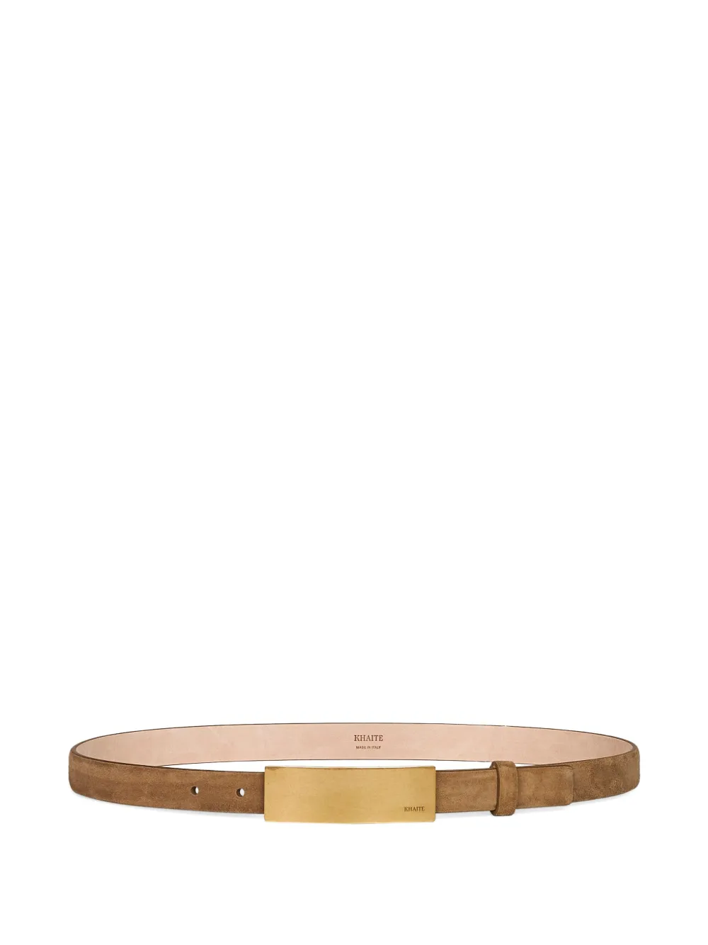 KHAITE Berlin sculptural-buckle leather belt - Marrone