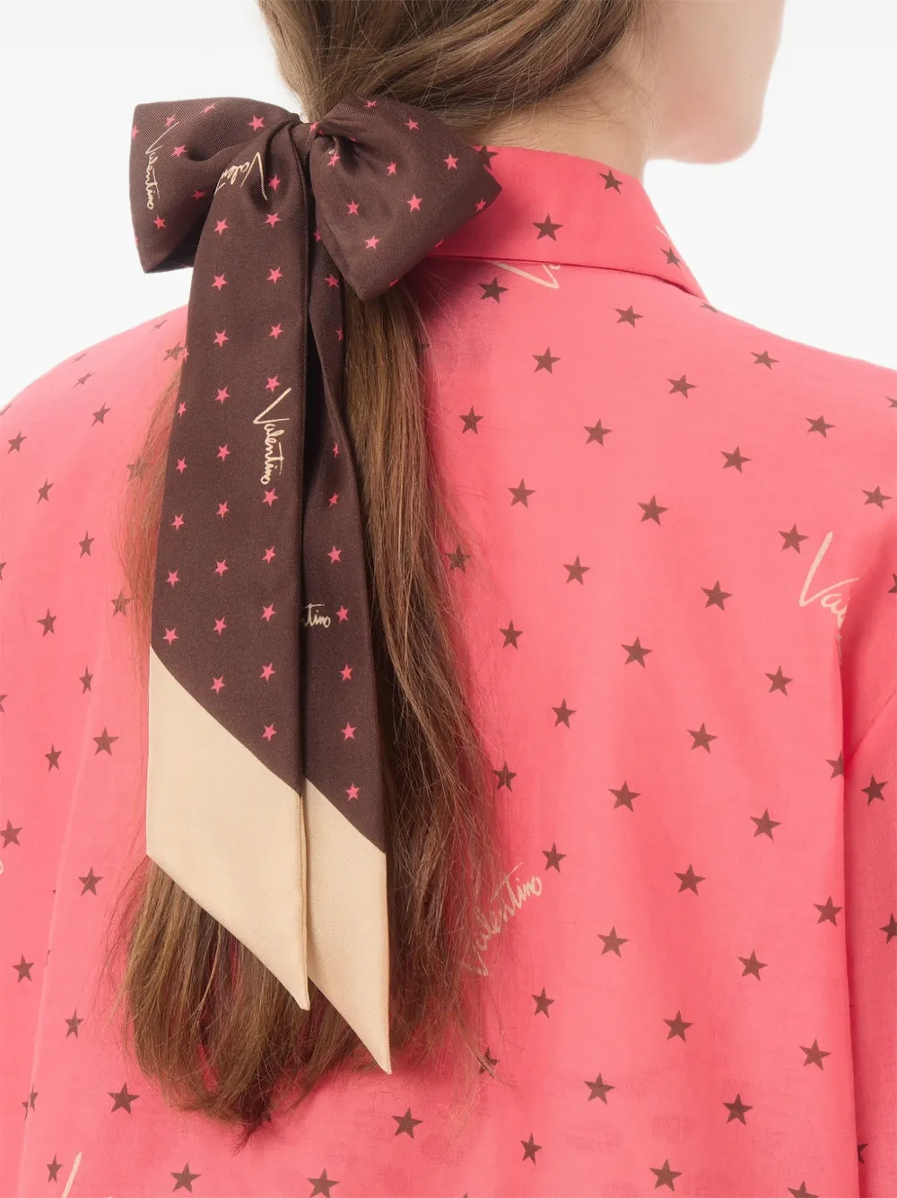 Valentino Garavani Zijden bandeau sjaal met Stelline e Firma sterrenprint Bruin