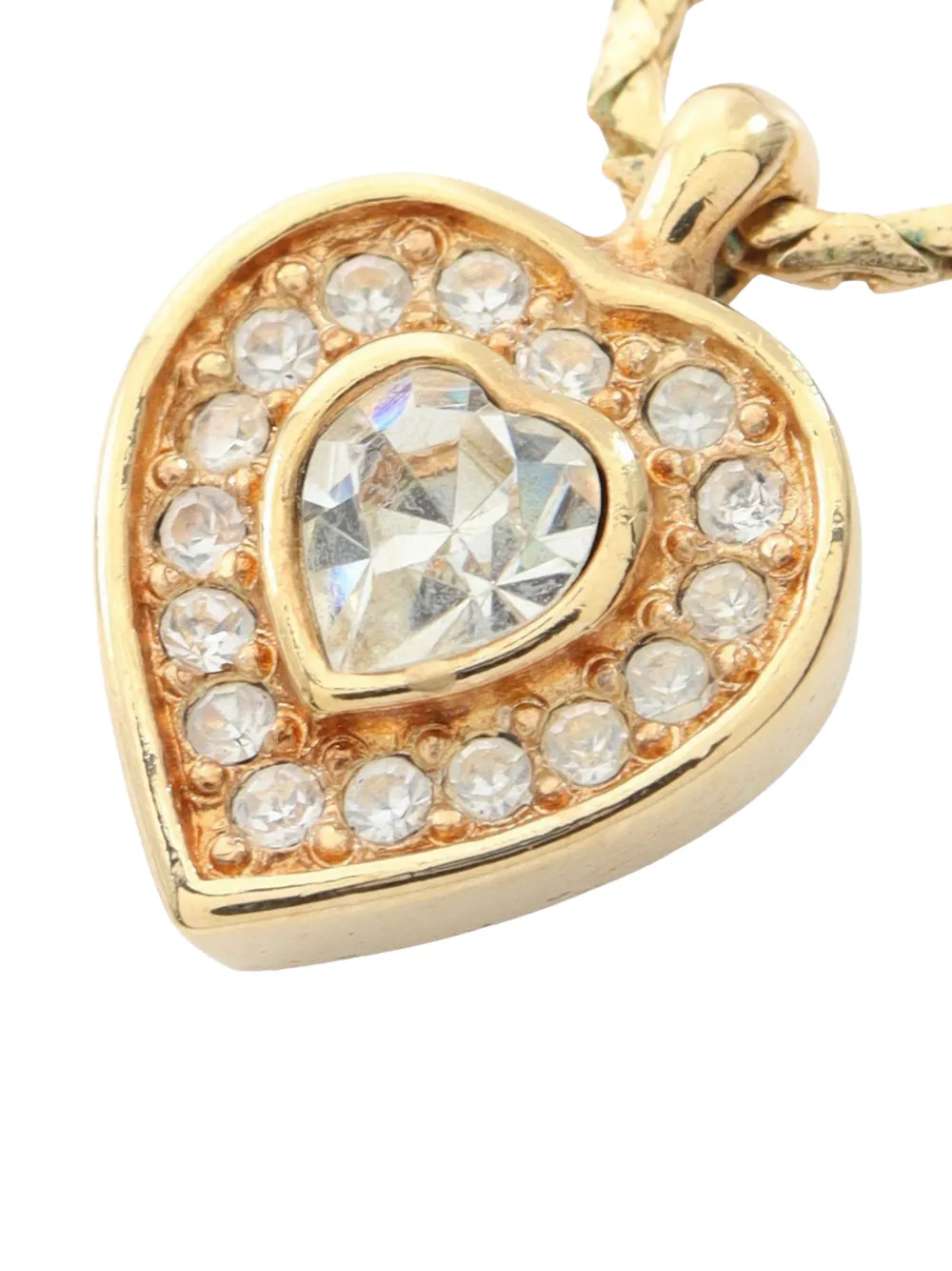 Christian Dior Pre-Owned 2000-2026 Gold Plated Strass Heart Pendant Necklace costume necklace