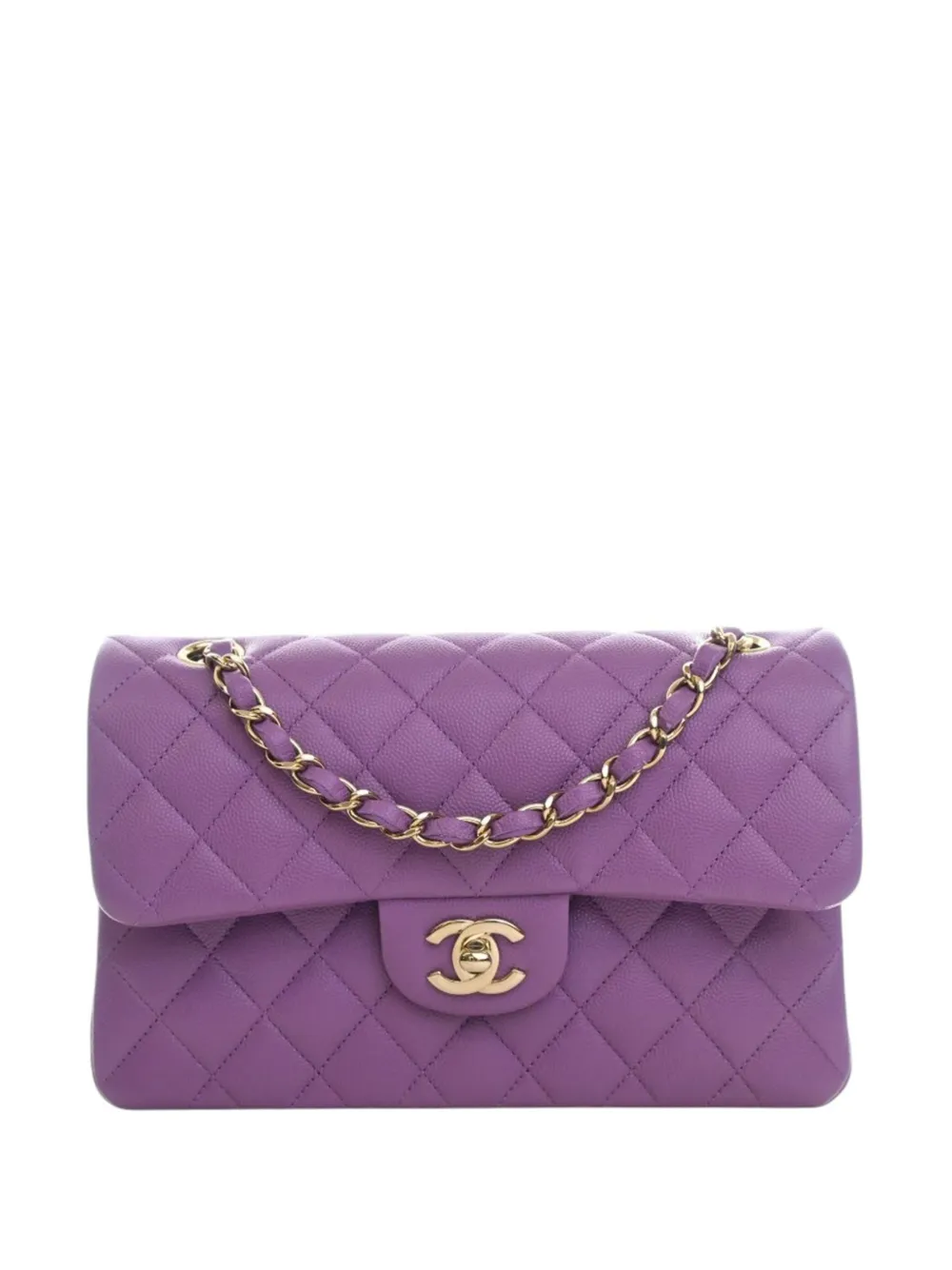 CHANEL Pre-Owned 2021-2026 Small Classic Caviar Double Flap shoulder bag - Viola