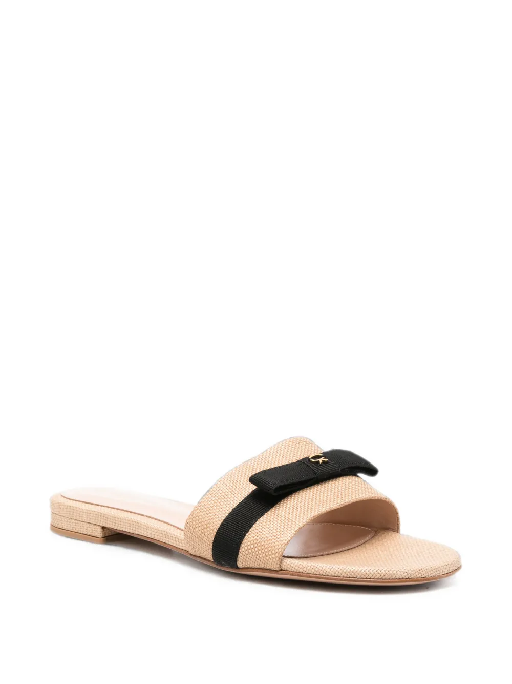 Gianvito Rossi bow-detail woven-construction slides Beige