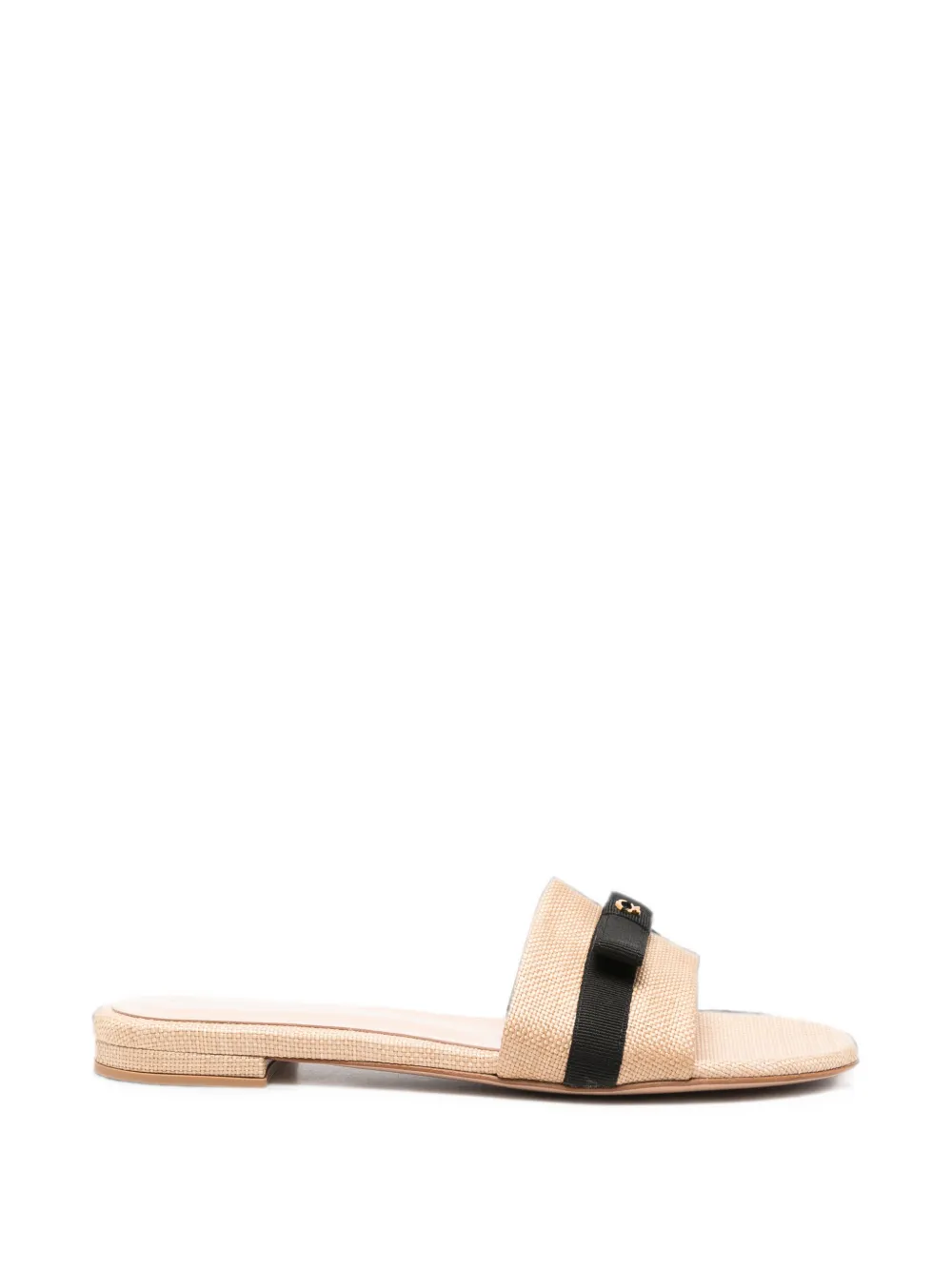 Gianvito Rossi bow-detail woven-construction slides - Nude