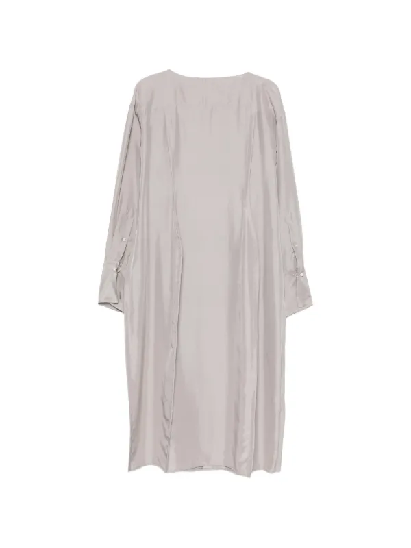 Carven Lace-trim Long-sleeves Midi Dress in Grey