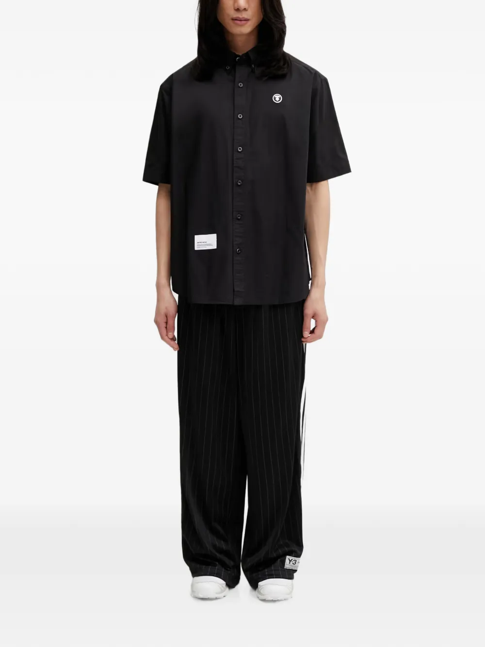 AAPE BY *A BATHING APE Overhemd met logopatch Zwart
