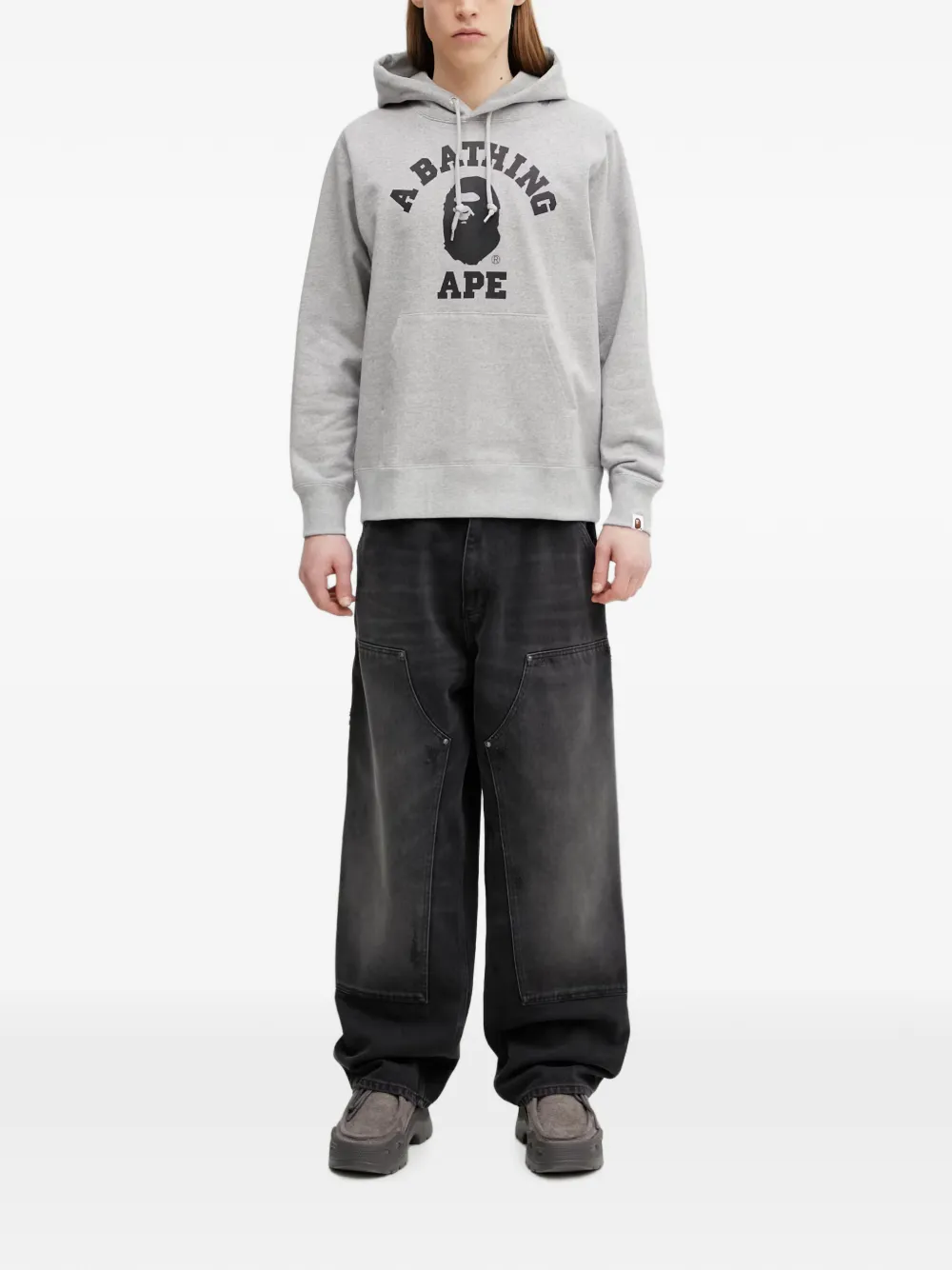 A BATHING APE Hoodie met logoprint Grijs