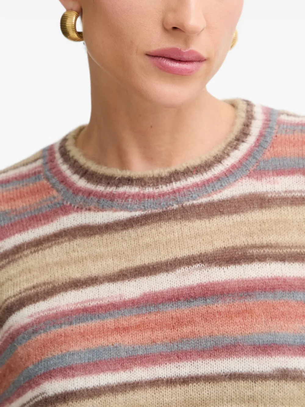 A.P.C. Pull Gabby gestreepte gebreide trui Beige