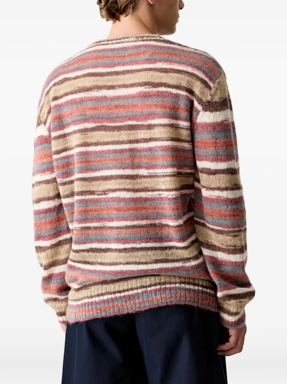 A.P.C. Pull Hector trui met horizontale streep Beige