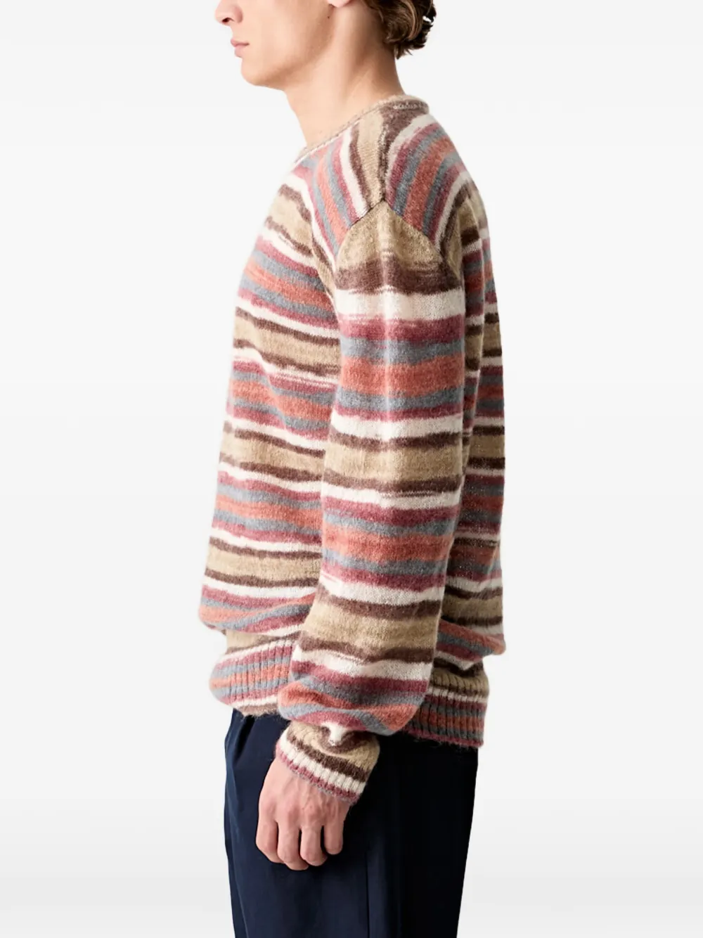 A.P.C. Pull Hector trui met horizontale streep Beige