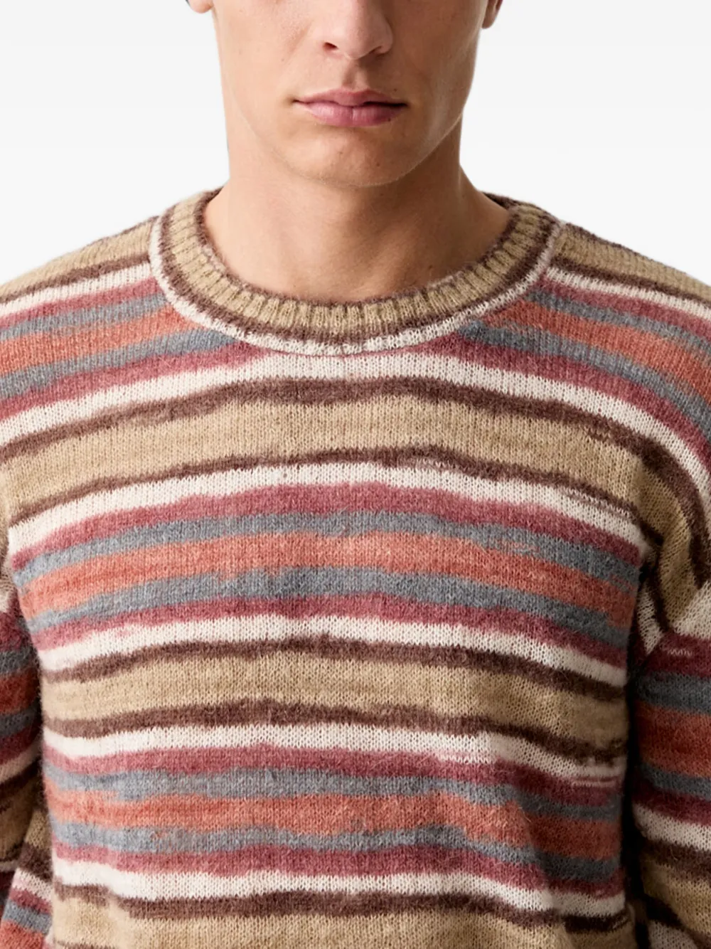 A.P.C. Pull Hector trui met horizontale streep Beige