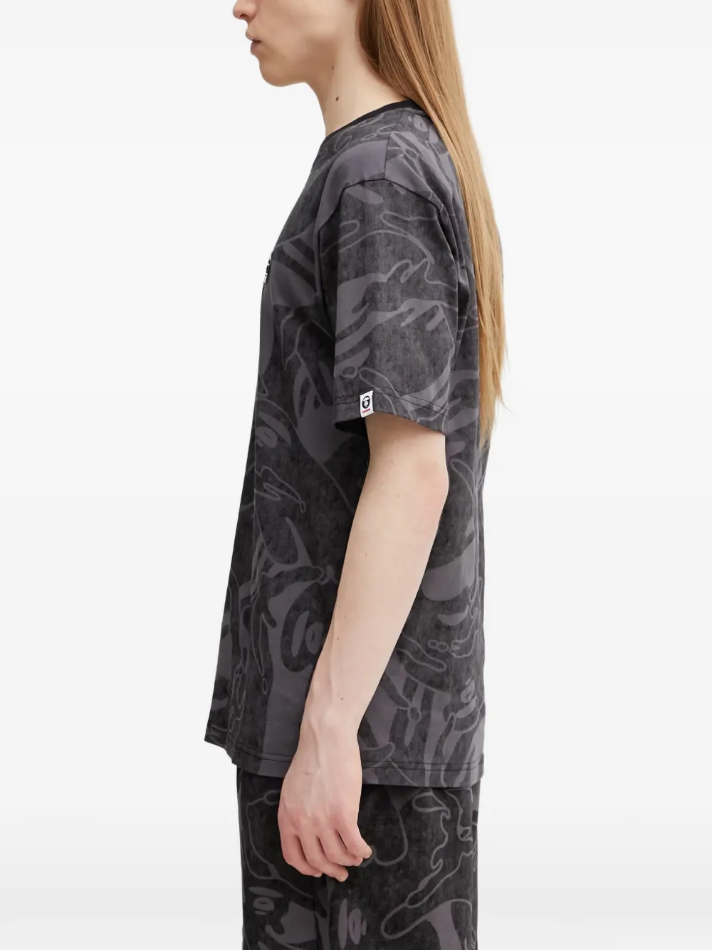 AAPE BY *A BATHING APE T-shirt met camouflage-print en logo-patch Zwart