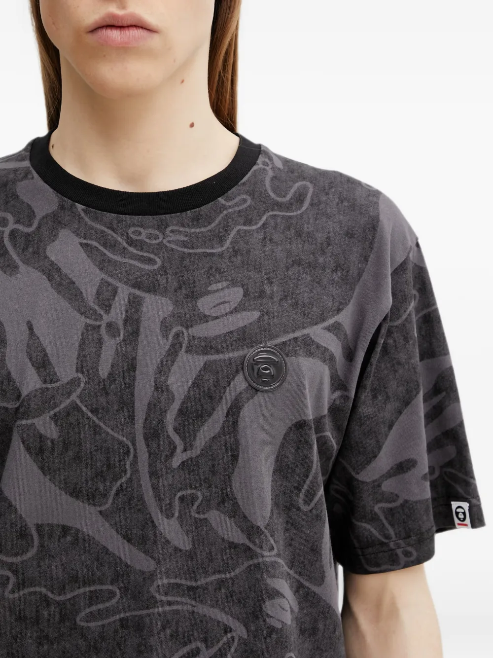 AAPE BY *A BATHING APE T-shirt met camouflage-print en logo-patch Zwart