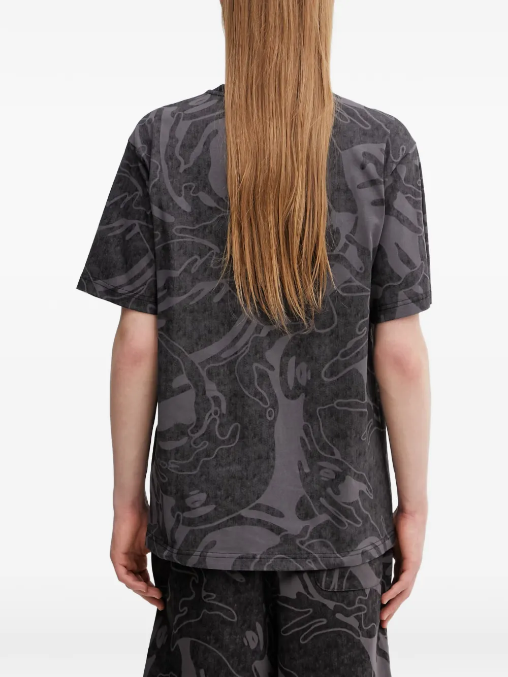 AAPE BY *A BATHING APE T-shirt met camouflage-print en logo-patch Zwart