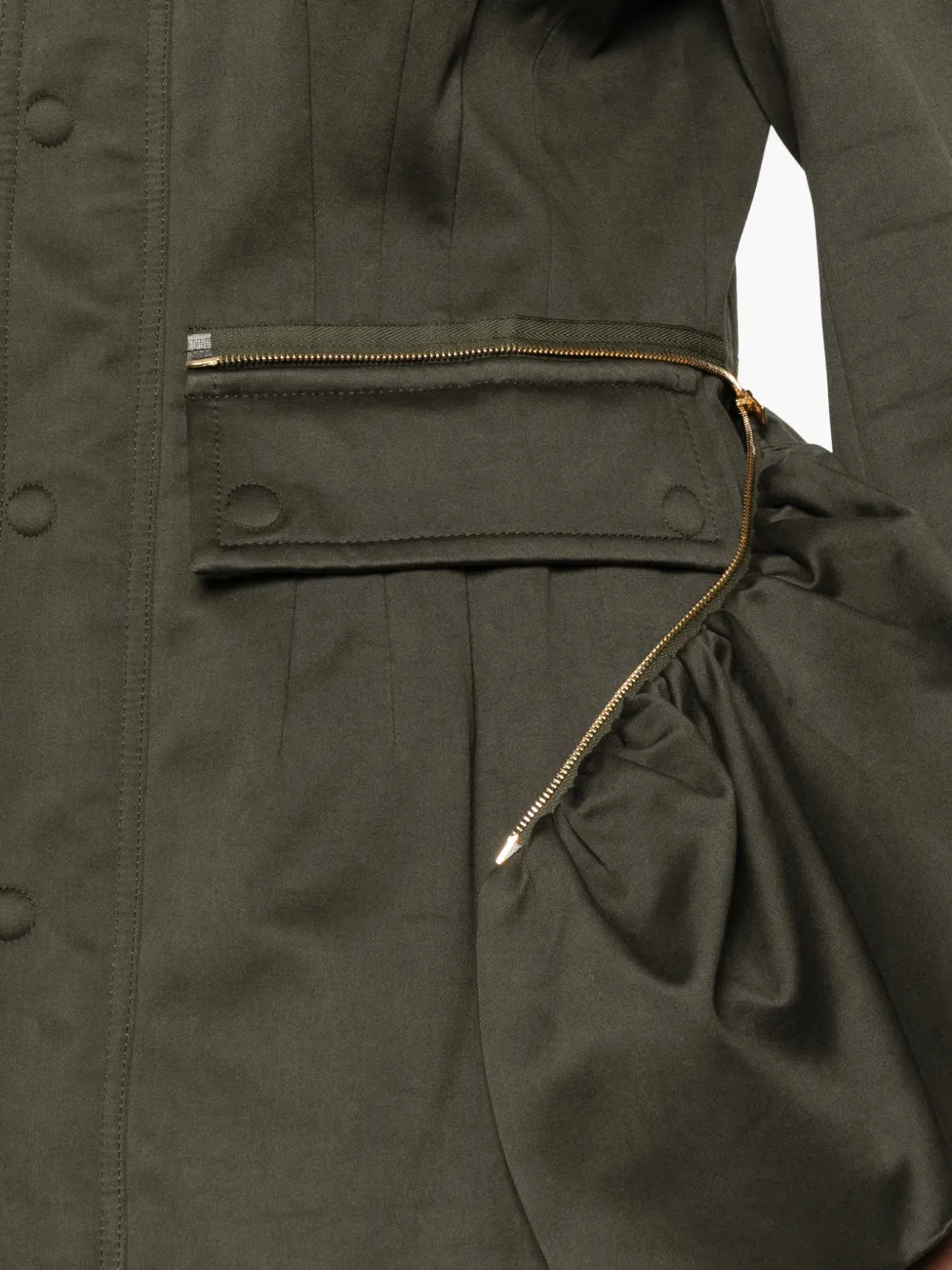Carven Esperanto Ruffled-detailing Zip-fastening Coat in Green, view 5