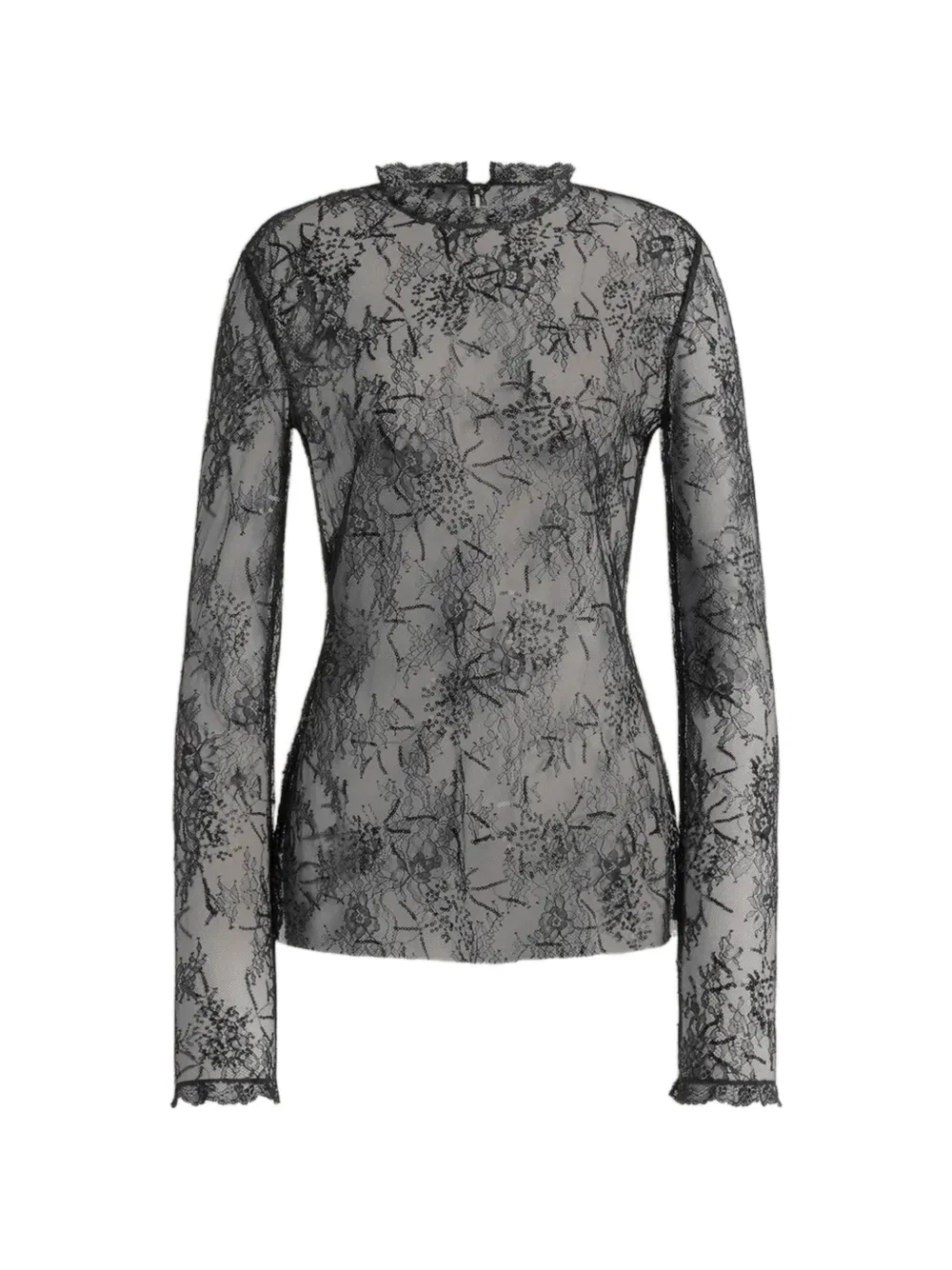 Alberta Ferretti lace long-sleeve blouse - Black