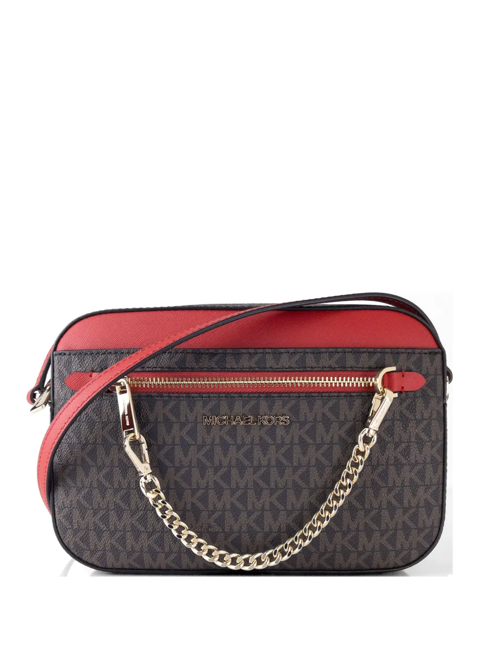 Michael Kors large Jet Set monogram-pattern cross body bag - Marrone