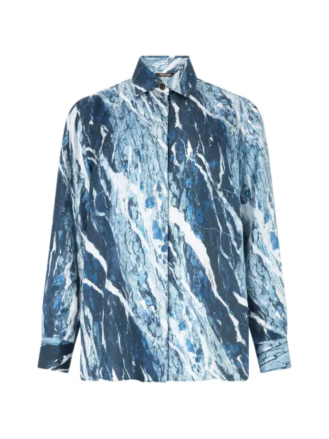 Roberto Cavalli marble-print long-sleeve blouse